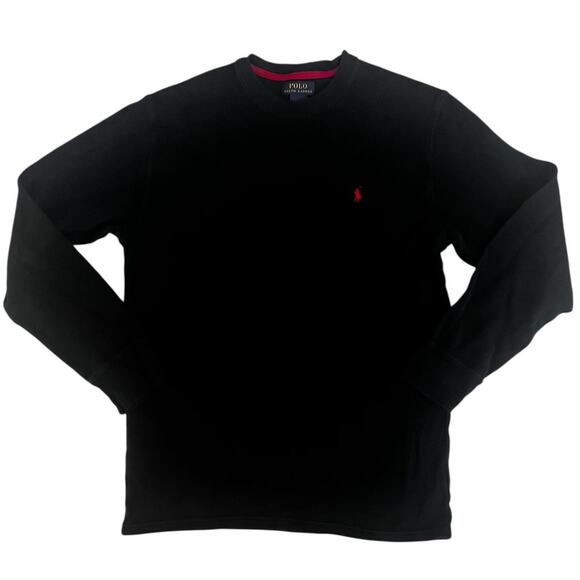 Polo Ralph Lauren Black waffle knit Crew Neck Size Large - Picture 1 of 5